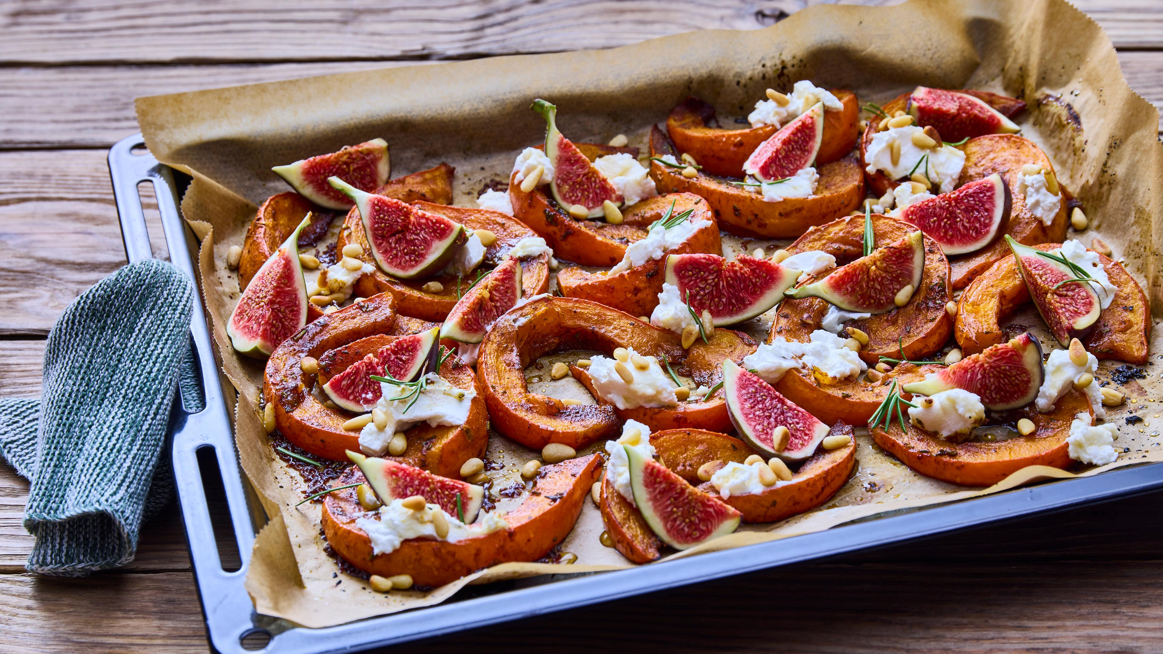 Kürbis aus dem Ofen mit Ziegenfrischkäse