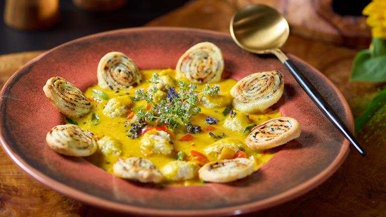 Kürbisbowl mit Kalbfleischklößchen