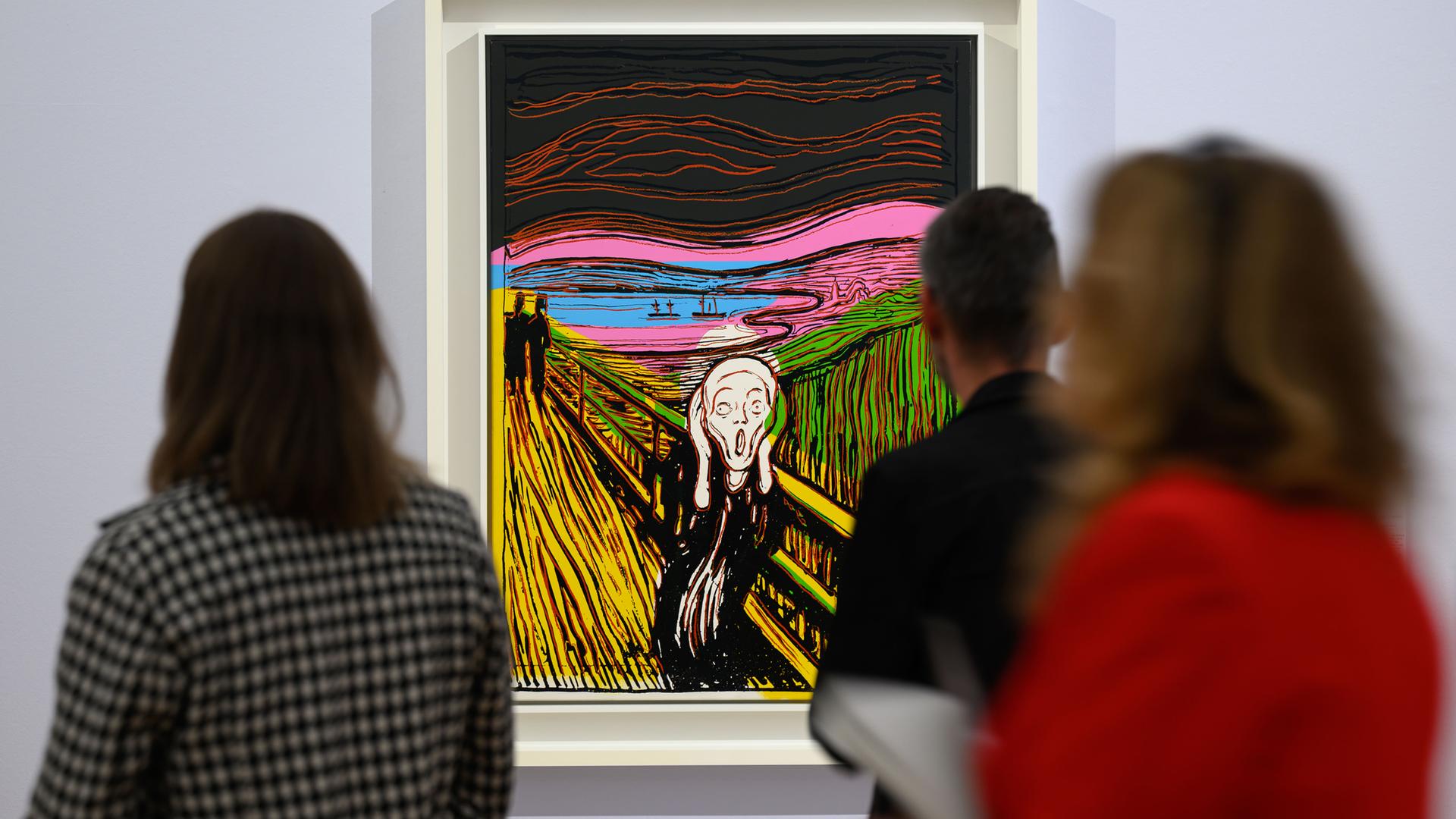 Sachsen, Chemnitz: Die Arbeit "The Scream" (nach Munch) von Andy Warhol ist während einer Vorbesichtigung in den Kunstsammlungen Chemnitz zu sehen.