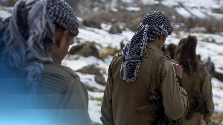 Iranische Truppen, die im Irak patroullieren.