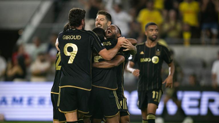 Spieler des Los Angeles FC feiern ihr Tor gegen den Club America am Samstag den 31.05.2025