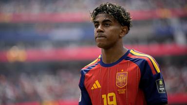Lamine Yamal, Spieler der spanischen Nationalmannschaft, beim Match gegen Belgien im Los Angeles Stadium in Inglewood.