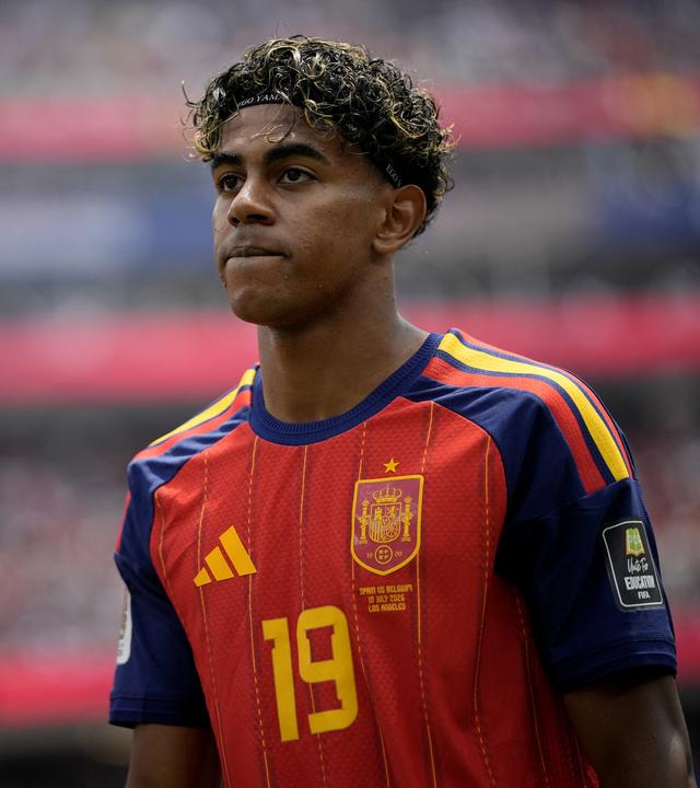 Lamine Yamal, Spieler der spanischen Nationalmannschaft, beim Match gegen Belgien im Los Angeles Stadium in Inglewood.