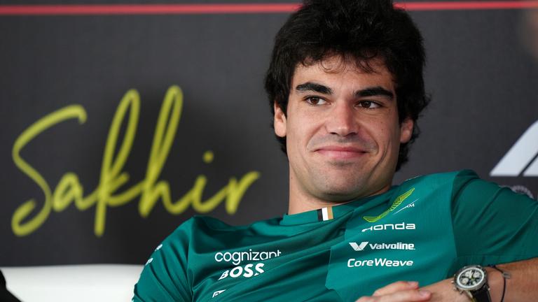 Lance Stroll bei der Pressekonferenz zur Vorbereitung in Bahrain