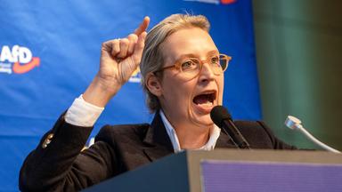 Alice Weidel, Bundessprecherin der AfD, spricht während des AfD-Landesparteitags in der Rottweiler Stadthalle zu Parteimitgliedern.