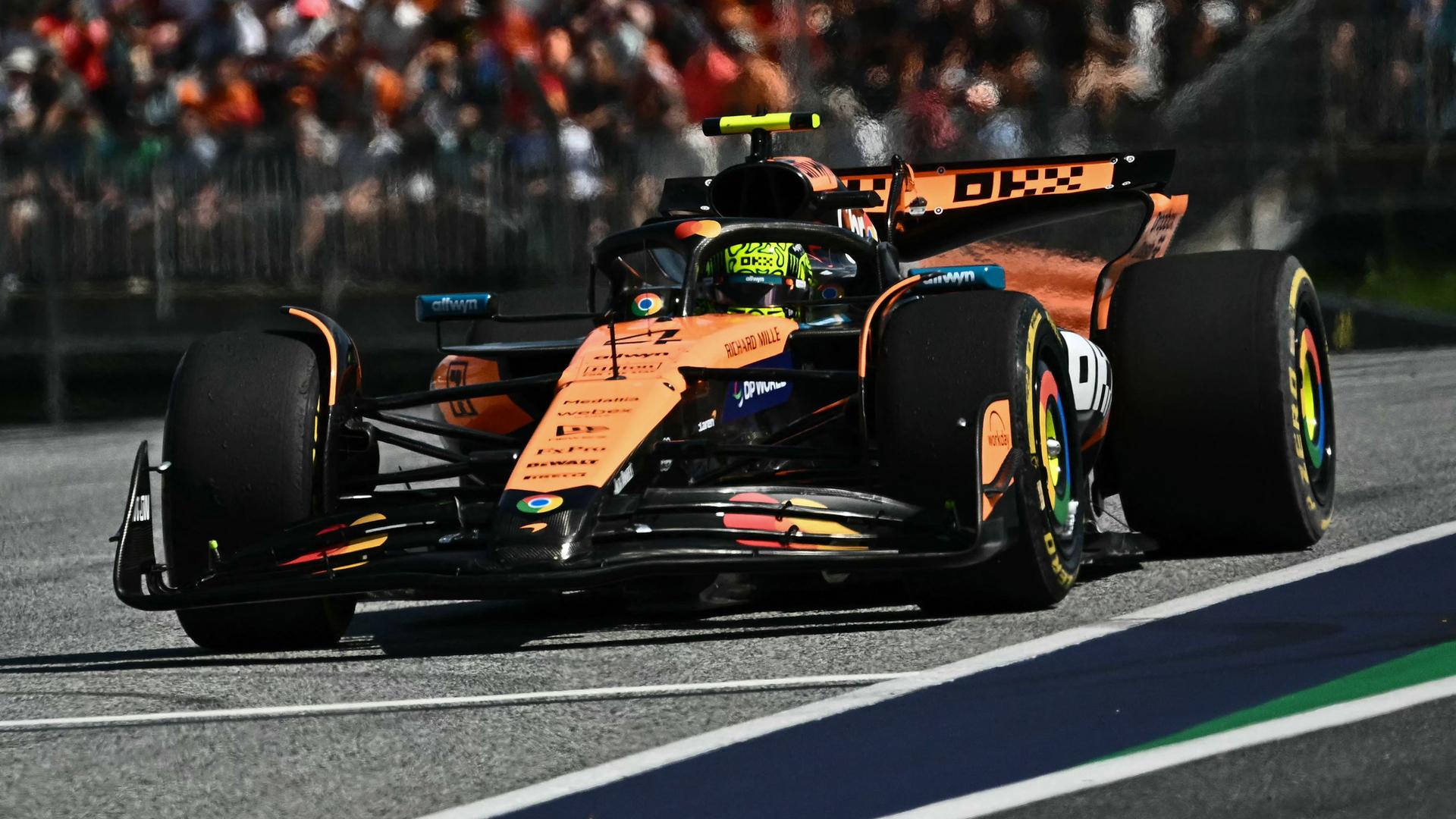 Der britische McLaren-Pilot Lando Norris fährt beim Großen Preis von Österreich auf dem Red Bull Ring in Spielberg, Österreich, am 29. Juni 2025.
