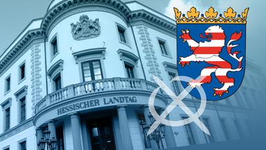 Wahl in Hessen 2023: Landtag und Wappen Hessen