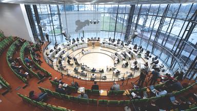 Der sächsische Landtag in der Landeshauptstadt Dresden von innen