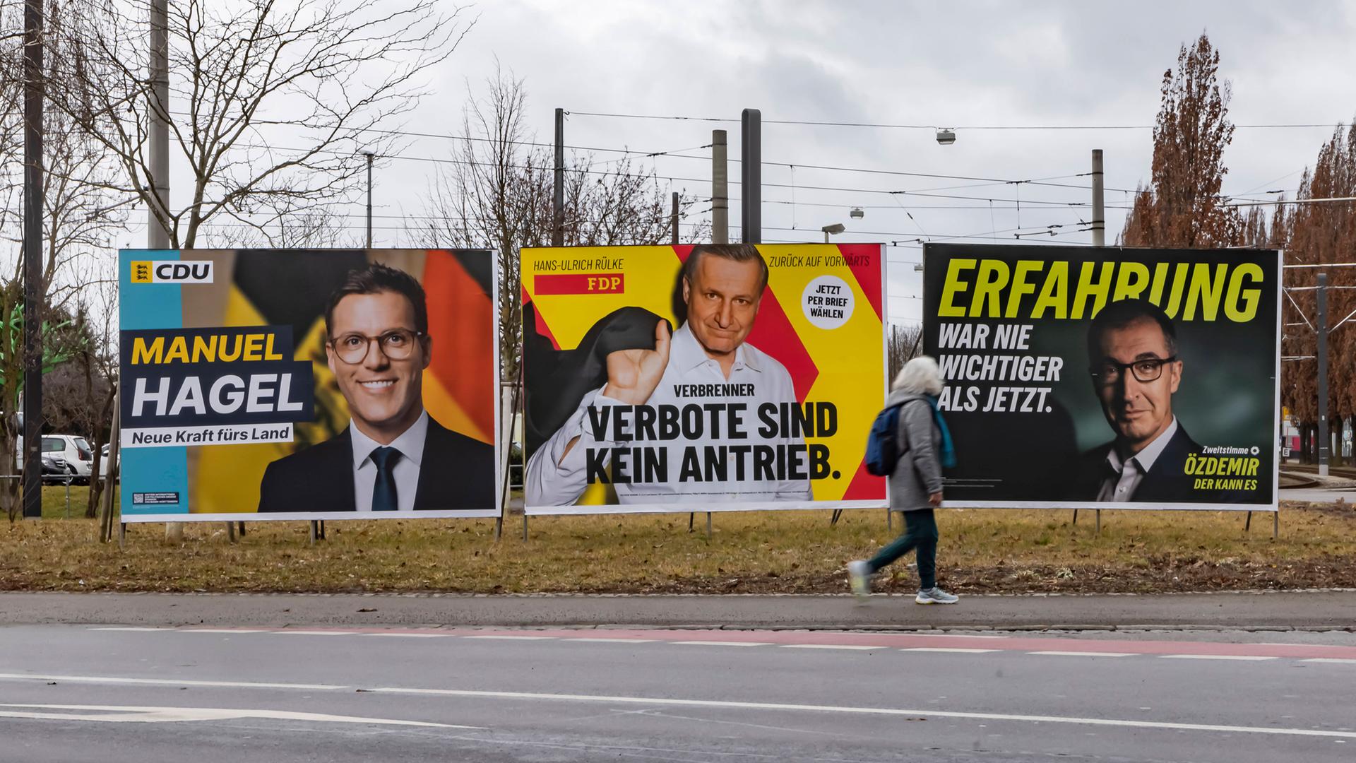 Wahlplakate zur Landtagswahl 2026 in Baden-Württemberg
