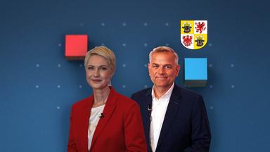 Die Spitzenkandidaten der Landtagswahl in Mecklenburg-Vorpommern Manuela Schwesig (SPD) und Leif-Erik Holm (AfD) mit dem Wappen von Mecklenburg-Vorpommern.