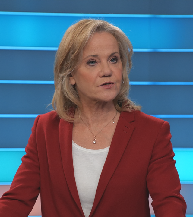 ZDF-Reporterin Christel Haas im ZDFheute live-Studio