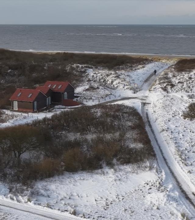 Schneebedeckte Insel Langeoog