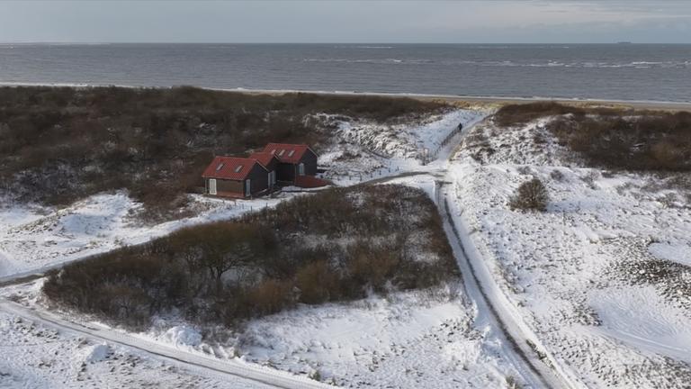 Schneebedeckte Insel Langeoog