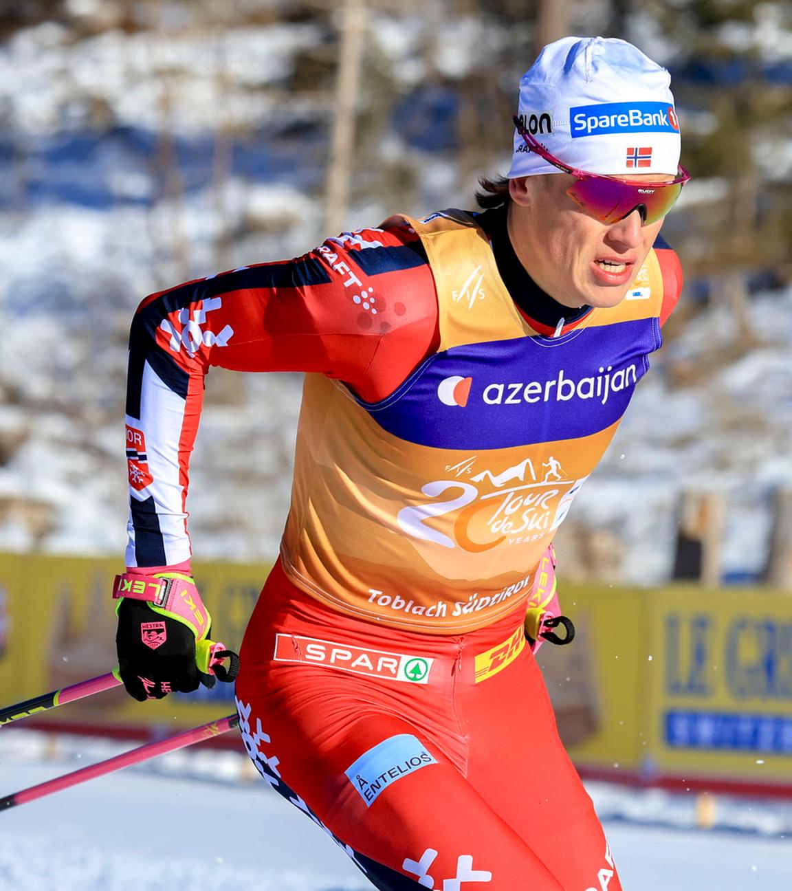 Norwegens Langlaufstar Johannes Hösflot Kläbo bei der Tour de Ski in Toblach