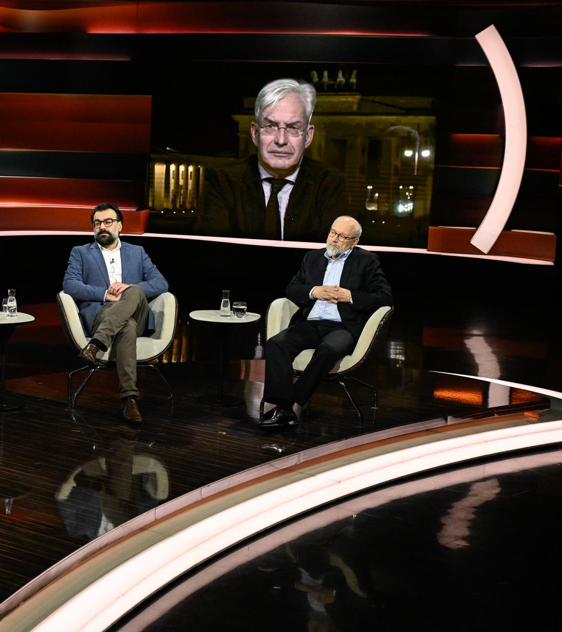 Ralf Stegner, Karina Mößbauer, Fathollah-Nejad, Herfried Münkler, Schalte: Mathias Middelberg bei "Markus Lanz".