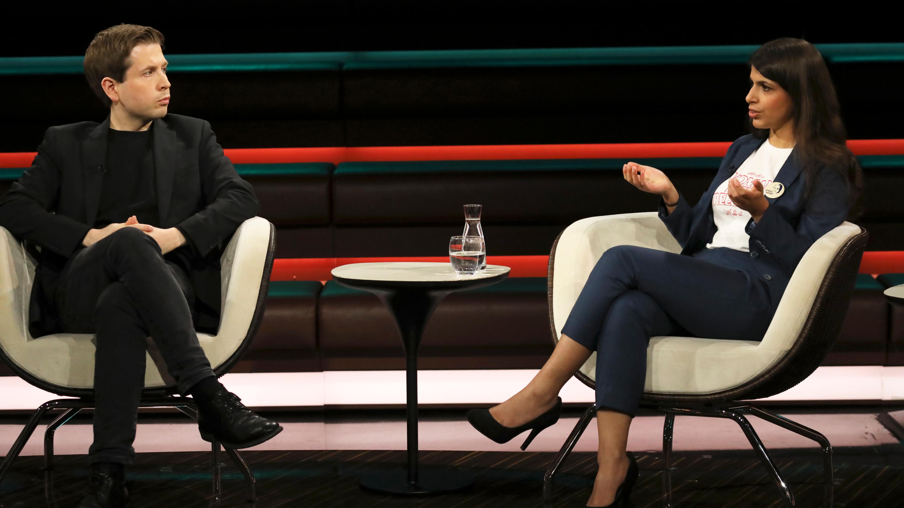Kevin Kühnert und Daniela Sepehri zu Gast bei Markus Lanz.