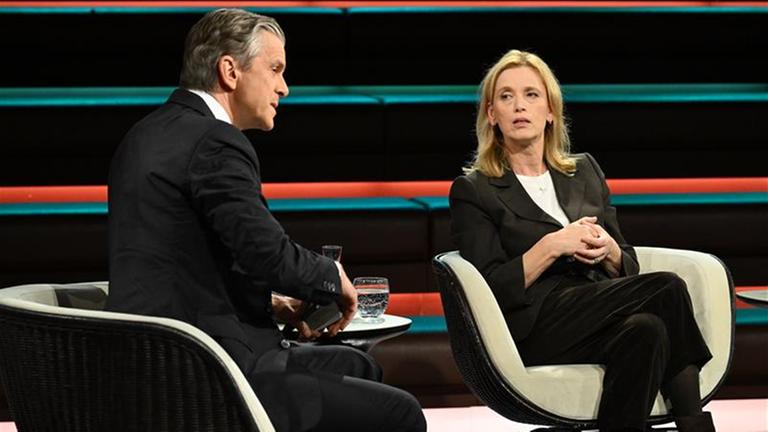 Markus Lanz und Karin Prien sind zu sehen. Karin Prien ist Gast bei "Markus Lanz".