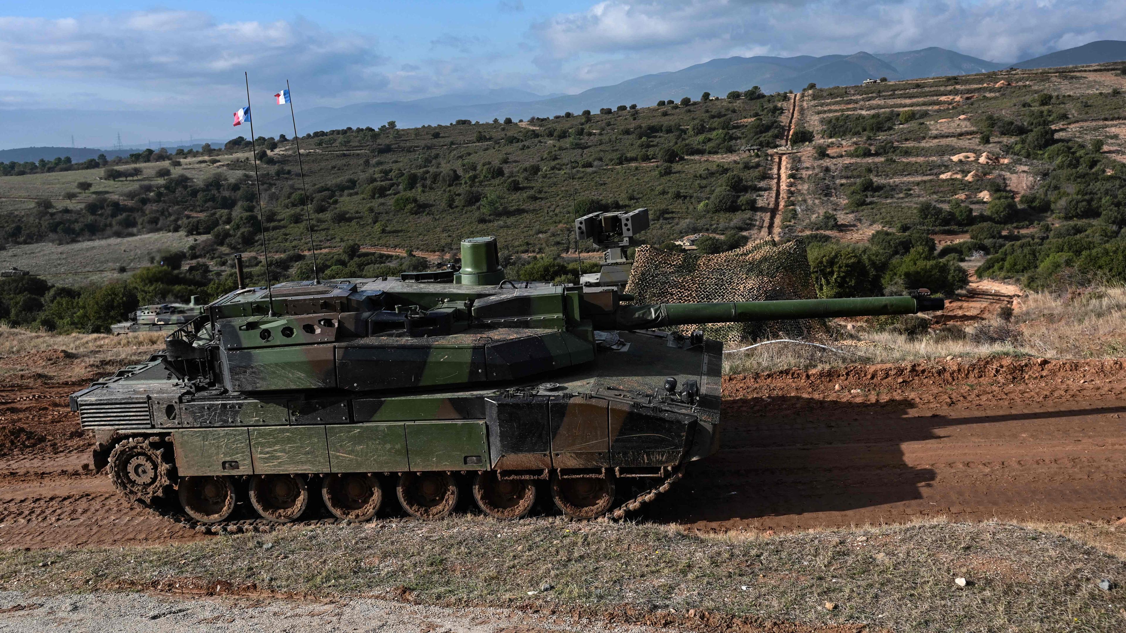 Französischer Leclerc Panzer während einer Übung in Griechenland