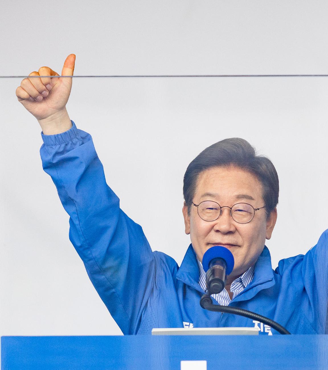 Lee Jae-myung während einer Wahlkampfrede in Südkorea am 02.06.2025.
