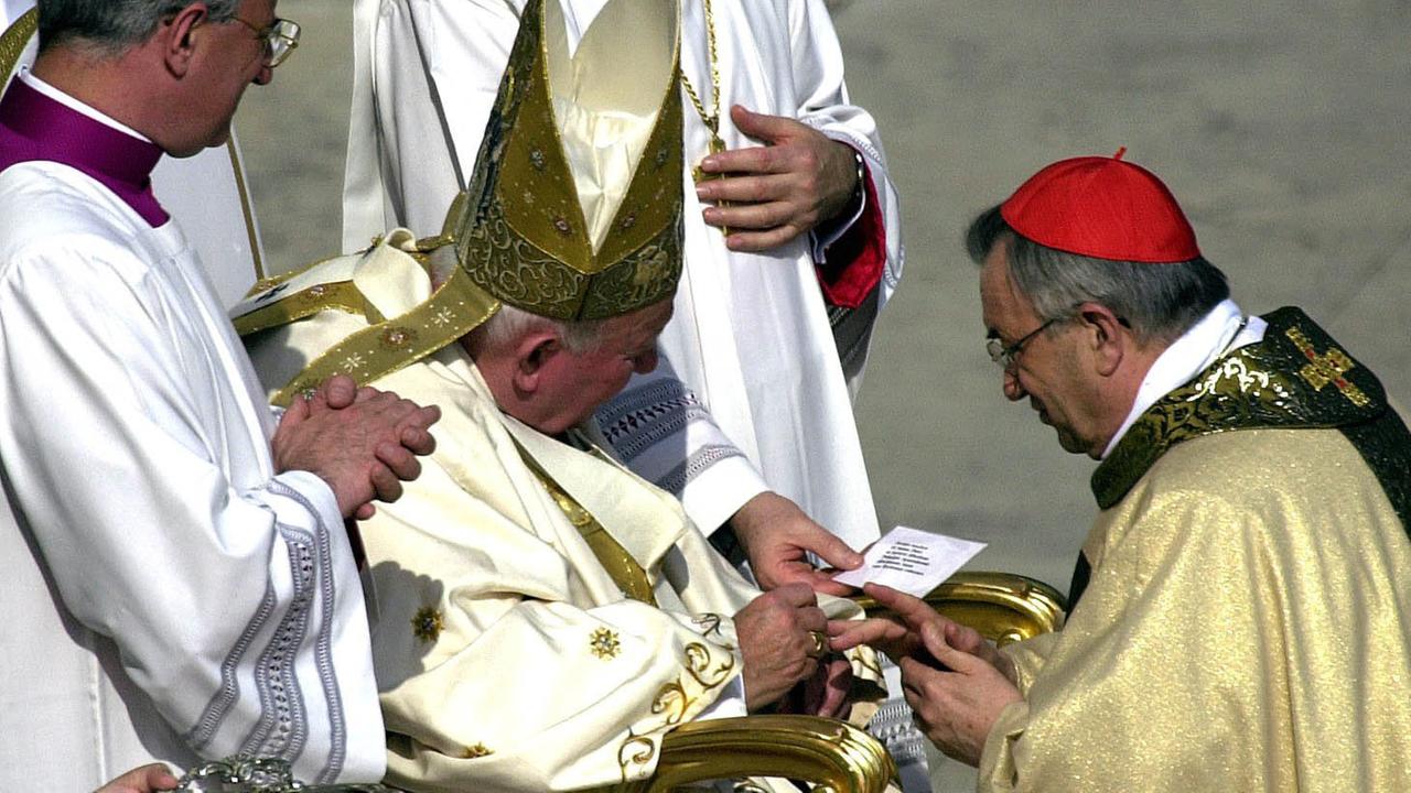Johannes Paul II. und Kardinal Karl Lehmann