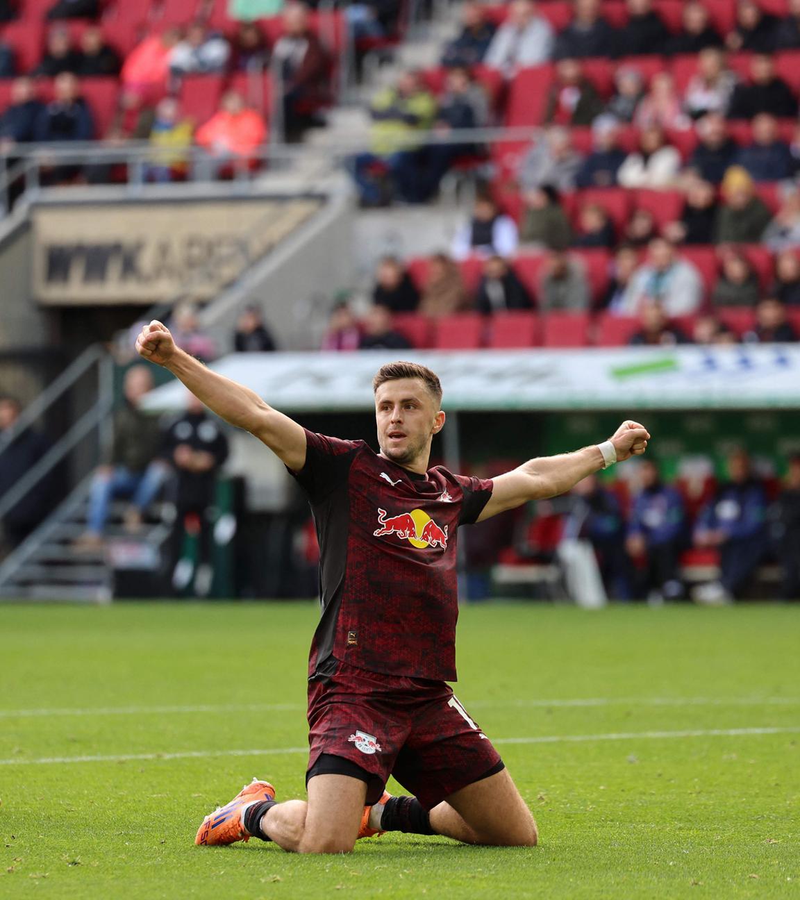 Christoph Baumgartner (RB Leipzig) jubelt. 
