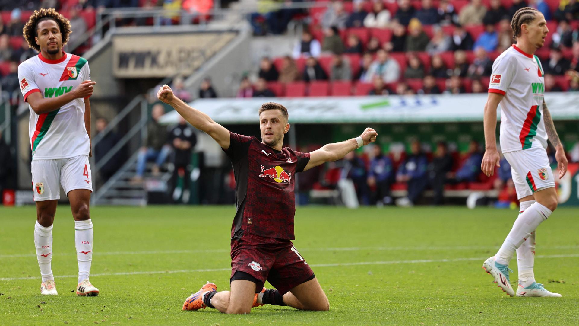 Christoph Baumgartner (RB Leipzig) jubelt. 