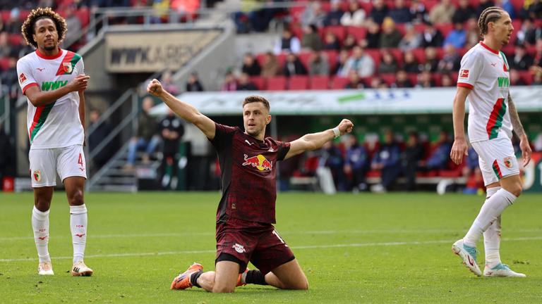 Christoph Baumgartner (RB Leipzig) jubelt. 