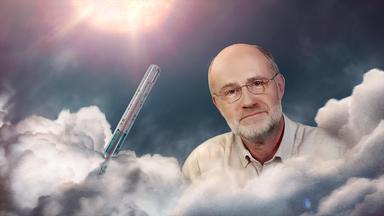 Grafik: Professor Harald Lesch neben einem Thermometer