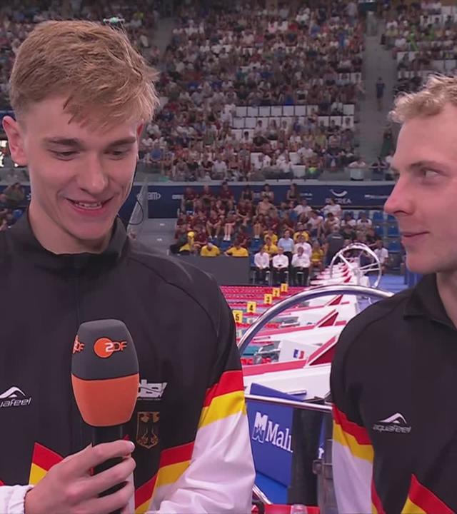 Schwimm-Weltrekordler Johannes Liebmann und Bronze-Gewinner Oliver Klemet im Interview nach den 1.500 Metern