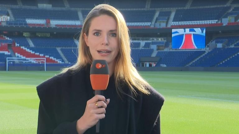 ZDF-Sportreporterin Lili Engels im Stadion von Paris Saint-Germain