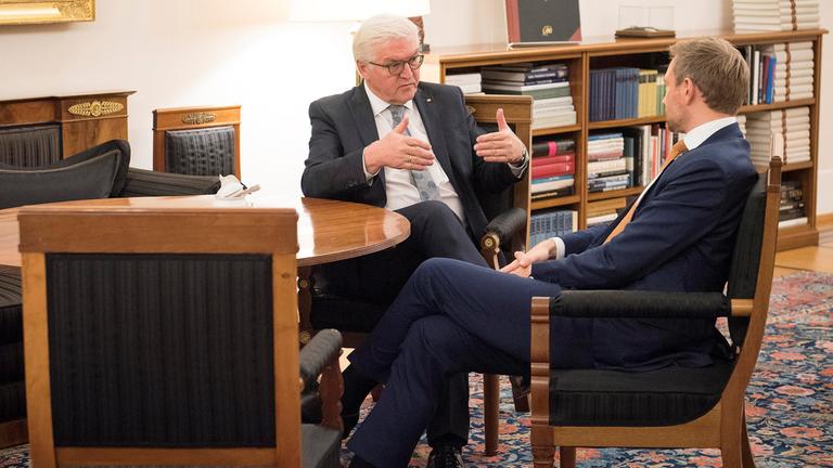 Bundespräsident Frank-Walter Steinmeier und Christian Lindner (FDP)