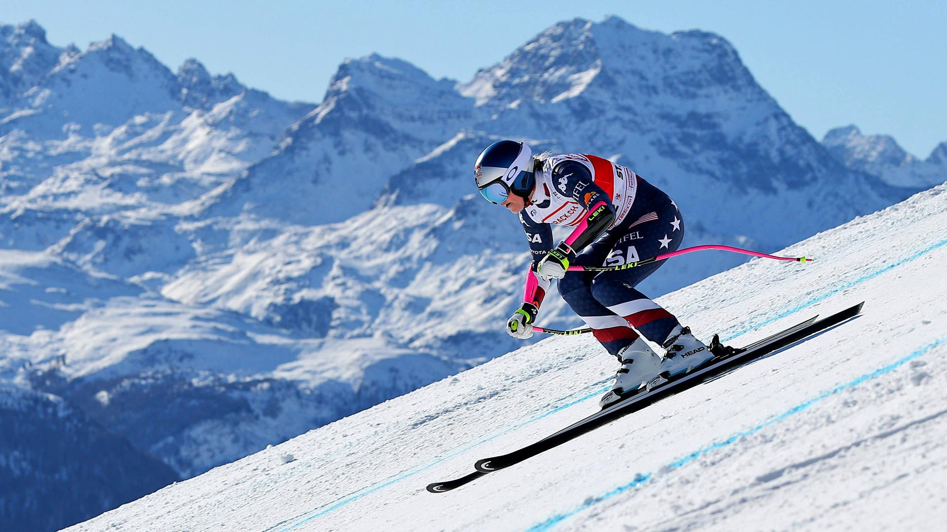 US-Skirennläuferin Lindsey Vonn beim Super-G in St. Moritz