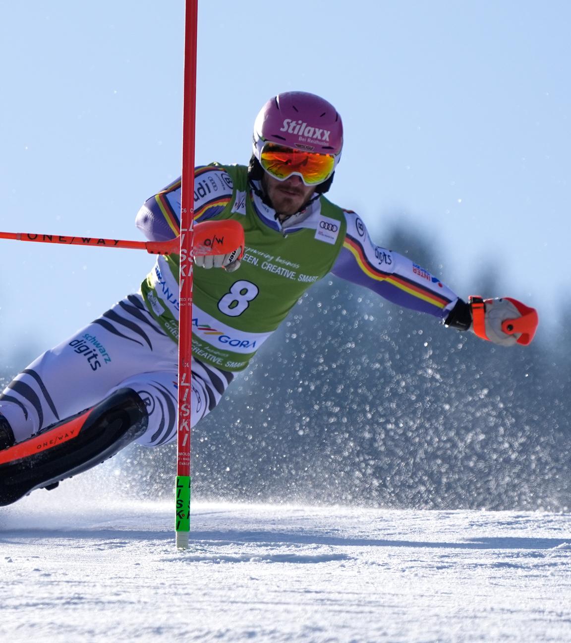 Skirennläufer Linus Straßer beim Slalom in Kranjska Gora