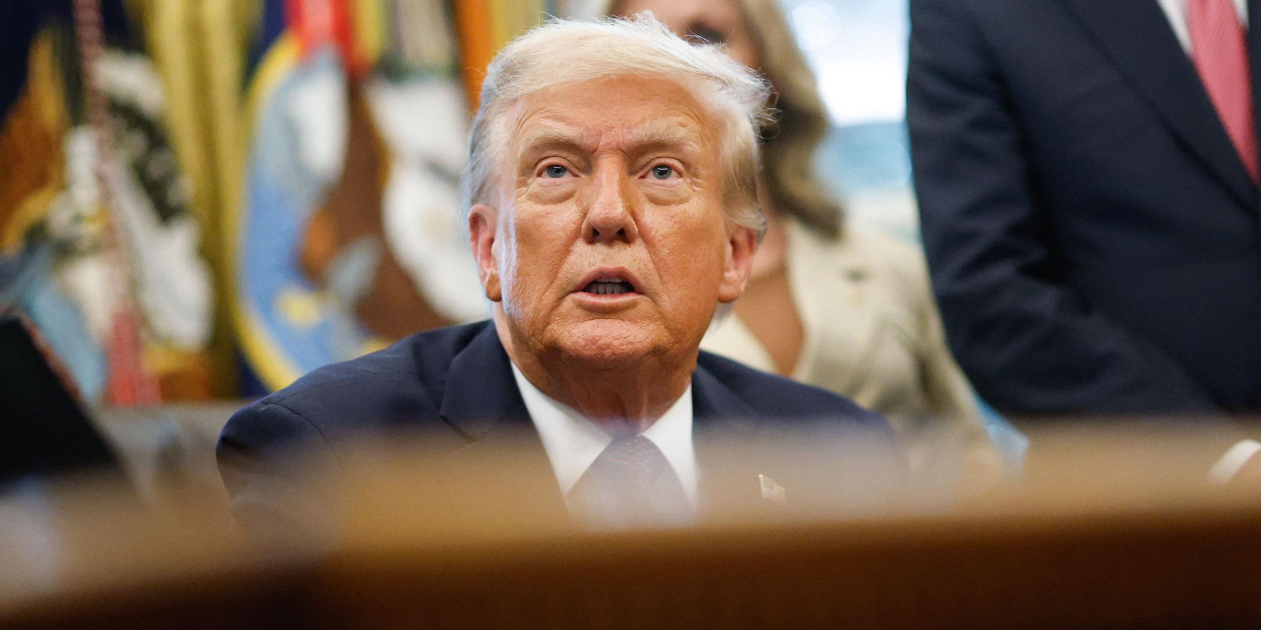 Donald Trump Signs Memorandum In The Oval Office