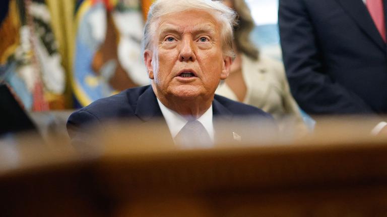 Donald Trump Signs Memorandum In The Oval Office