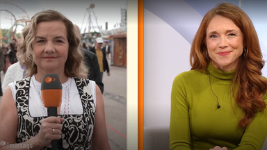 Mirjam Meinhardt im Studio und Reporterin Claudia Vogelmann live im Dirndl auf der Wiesn.