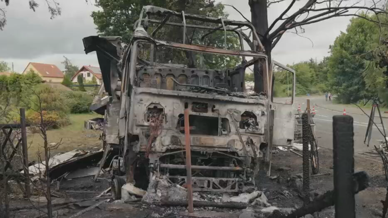 Lkw auf Chaosfahrt in Medingen