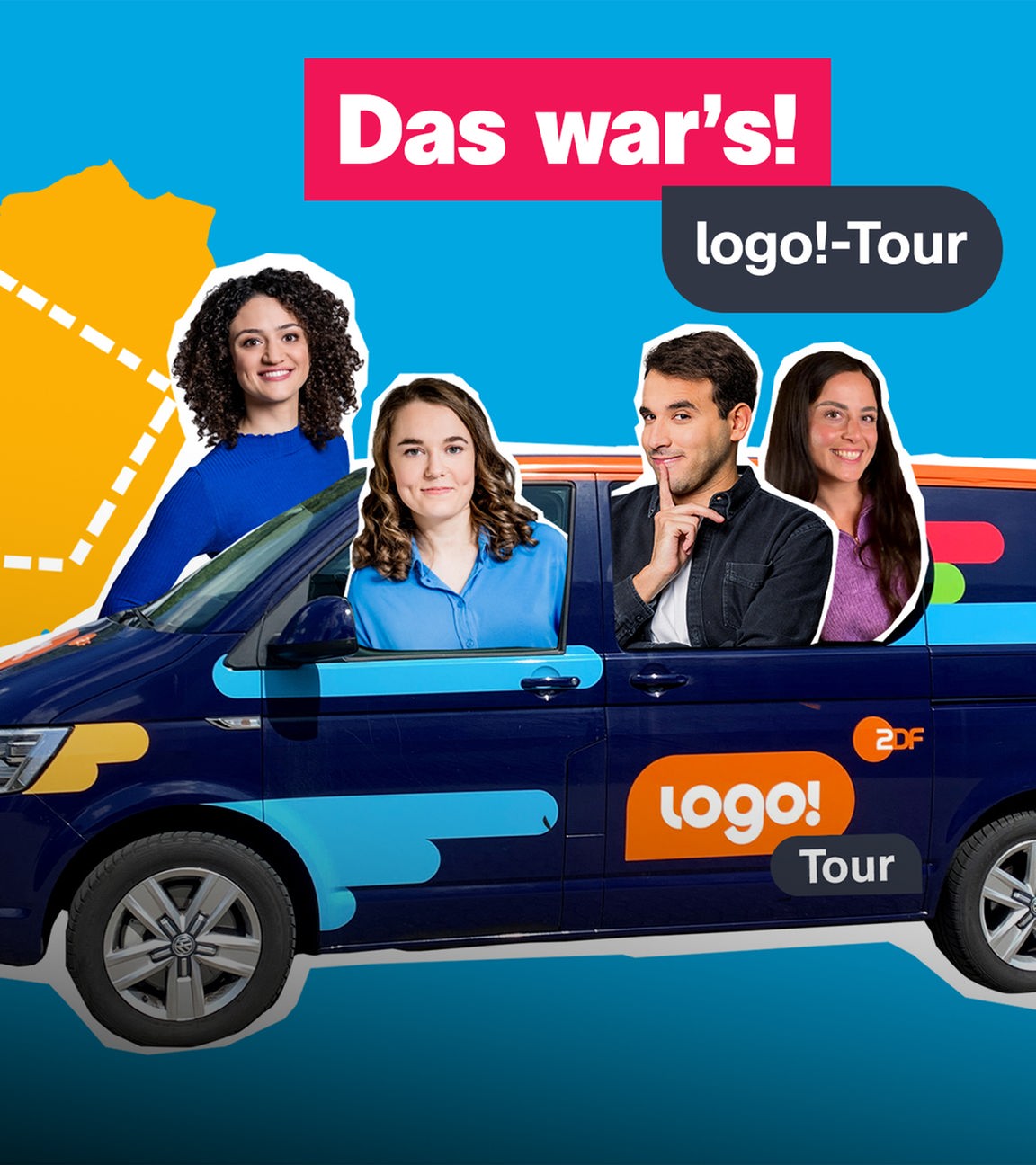 Moderatoren vor dem Logobus 