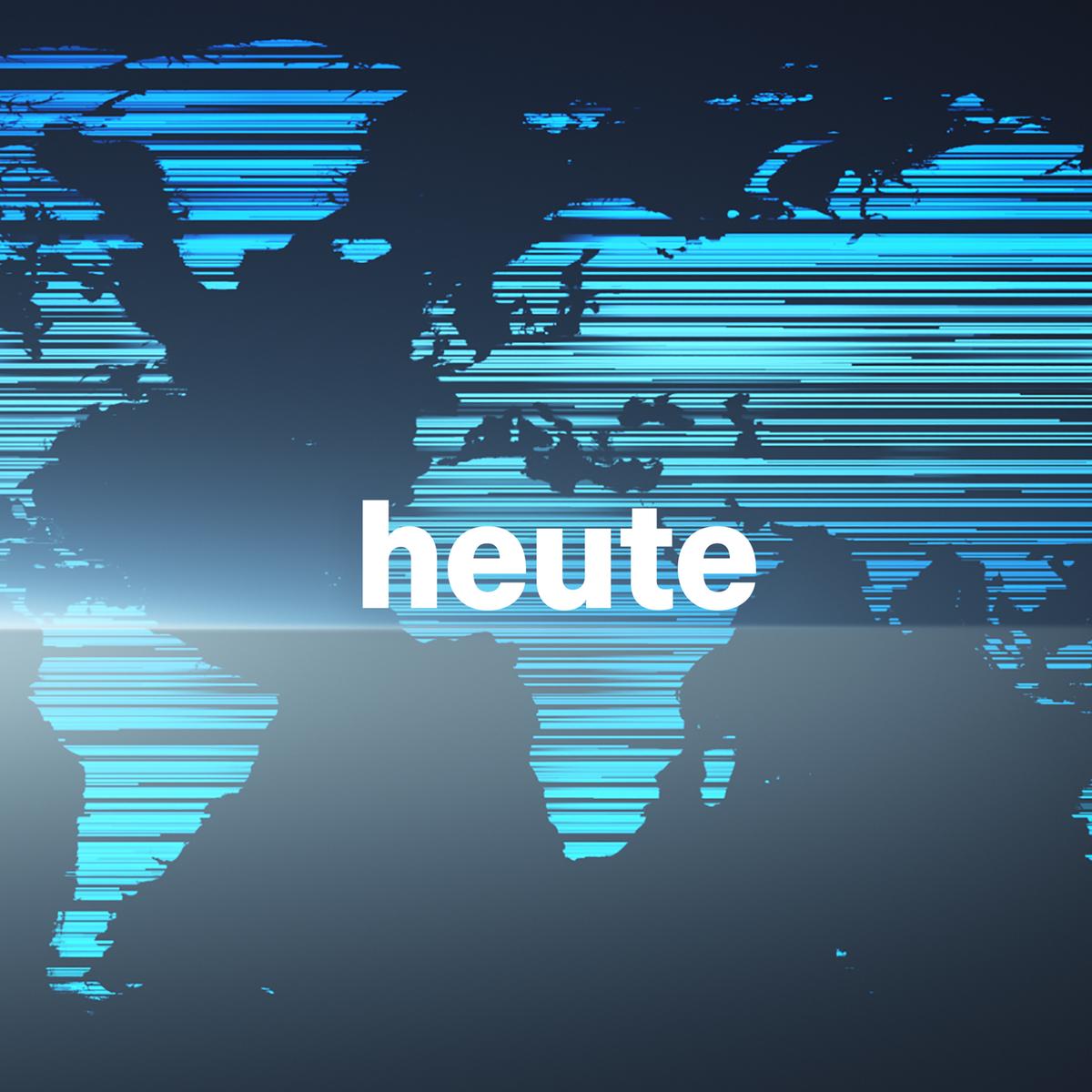 Das Logo der "heute"-Nachrichten: "heute" in weißer Schrift vor einer blauen Weltkarte.