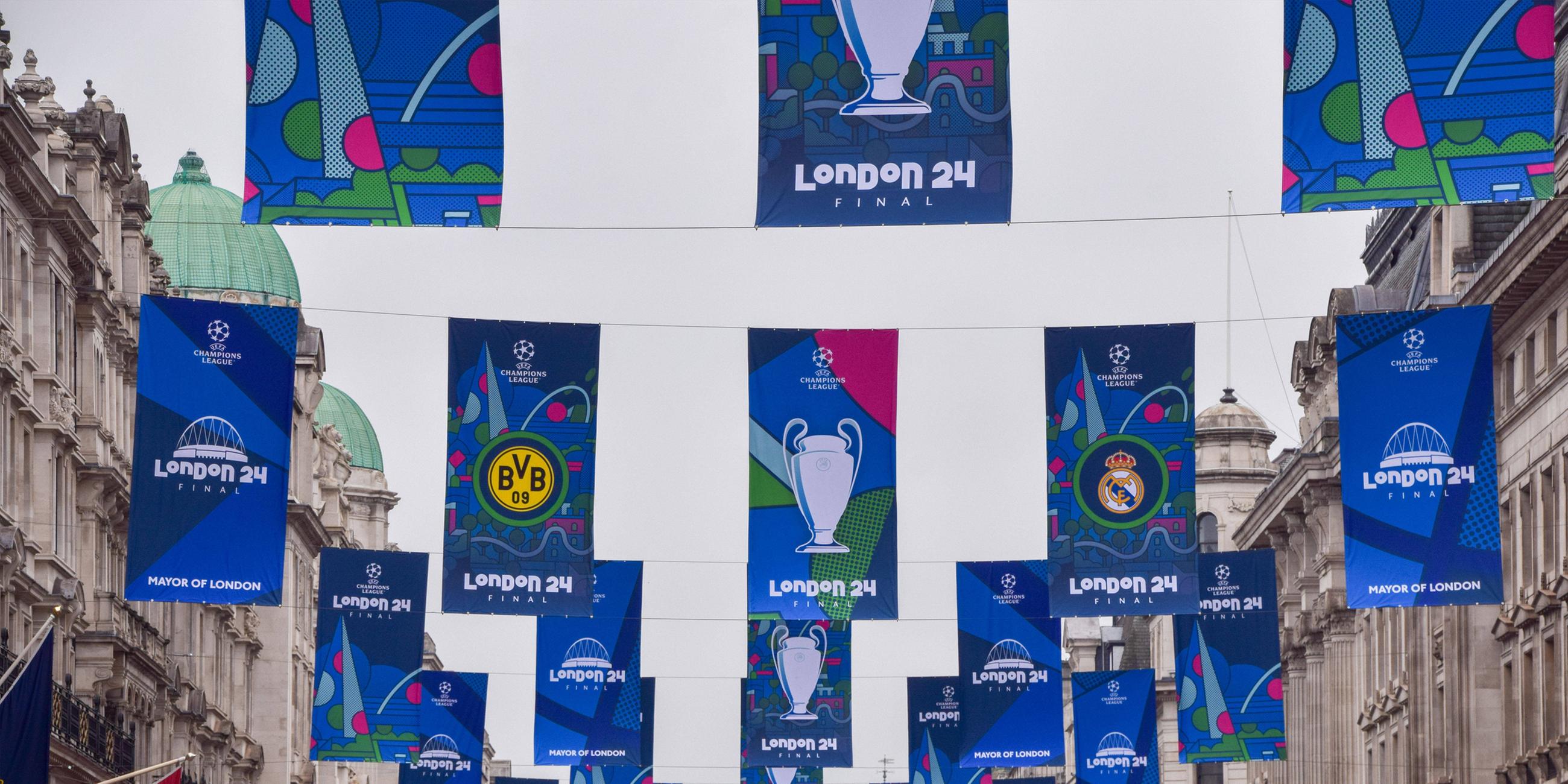 Bannder zum Champions League, Finale in der Regent Street in London
