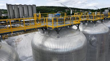 The Pretreatment facilities of a carbon capture plant of cement manufacturer Heidelberg Materials is pictured at Brevik on June 18, 2025.