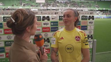 Torfrau Lourdes Romero vom 1. FC Nürnberg im ZDF-Interview am 17.05.2026 in Wolfsburg.