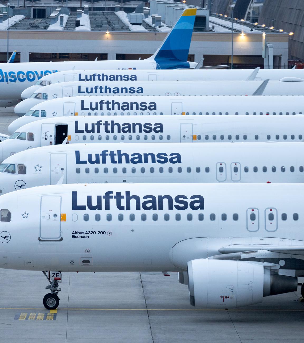 Abgestellte Flugzeuge der Lufthansa