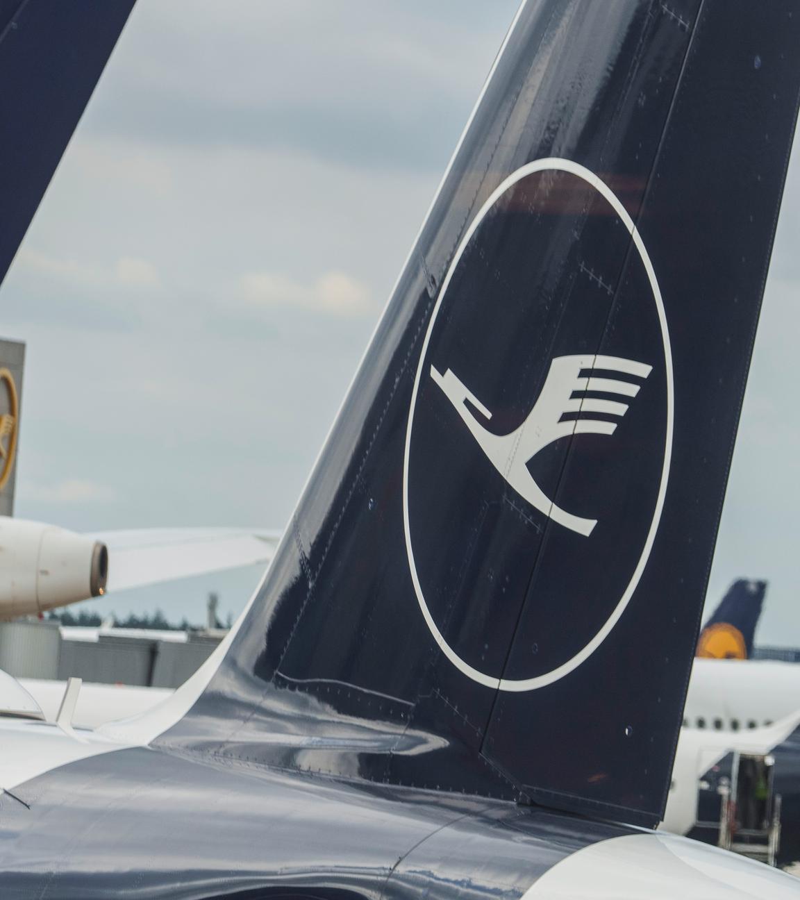 Lufthansa-Maschinen stehen auf dem Vorfeld des Flughafens Rhein-Main.
