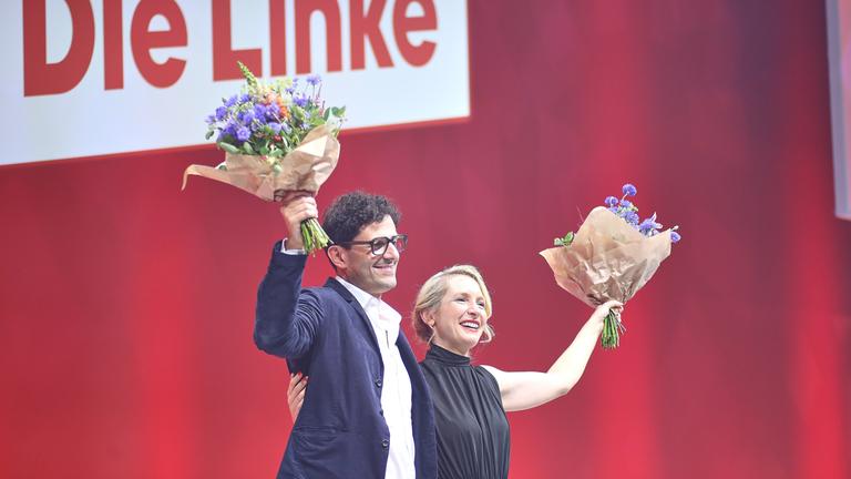 Luigi Pantisano und Ines Schwerdtner feiern ihre Wahl zur neuen Doppelspitze