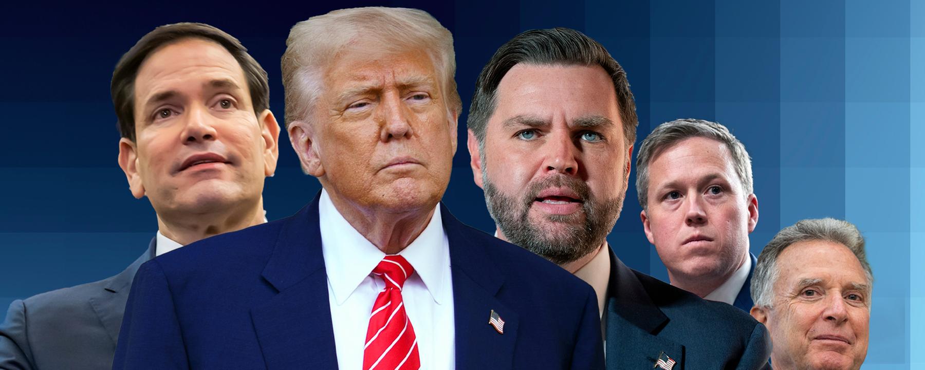 Von links: Marco Rubio, Donald Trump, JD Vance, Daniel Driscoll und Steve Witkoff