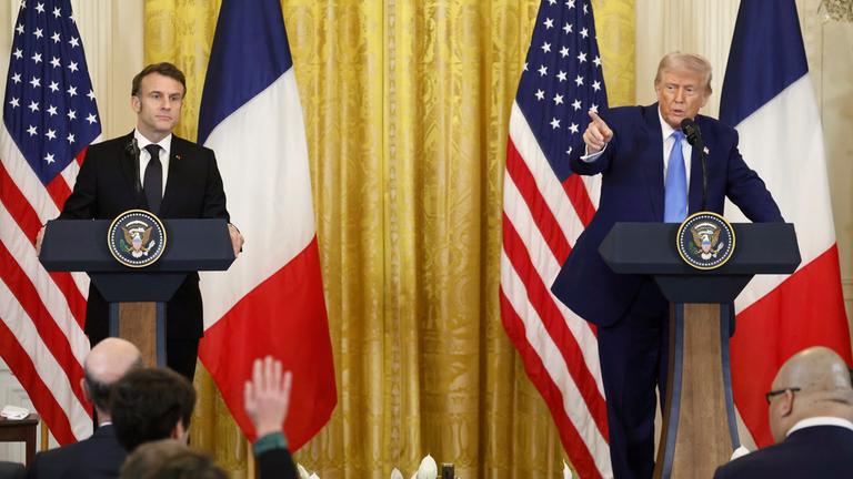 Frankreichs Staatschef Macron und US-Präsident Trump im Weißen Haus.
