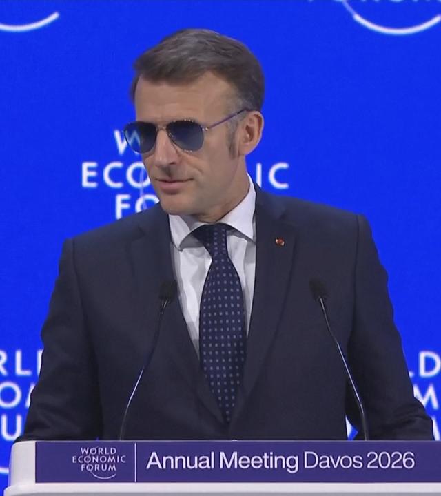 Macron in Davos bei einer Rede