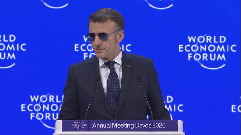 Macron in Davos bei einer Rede