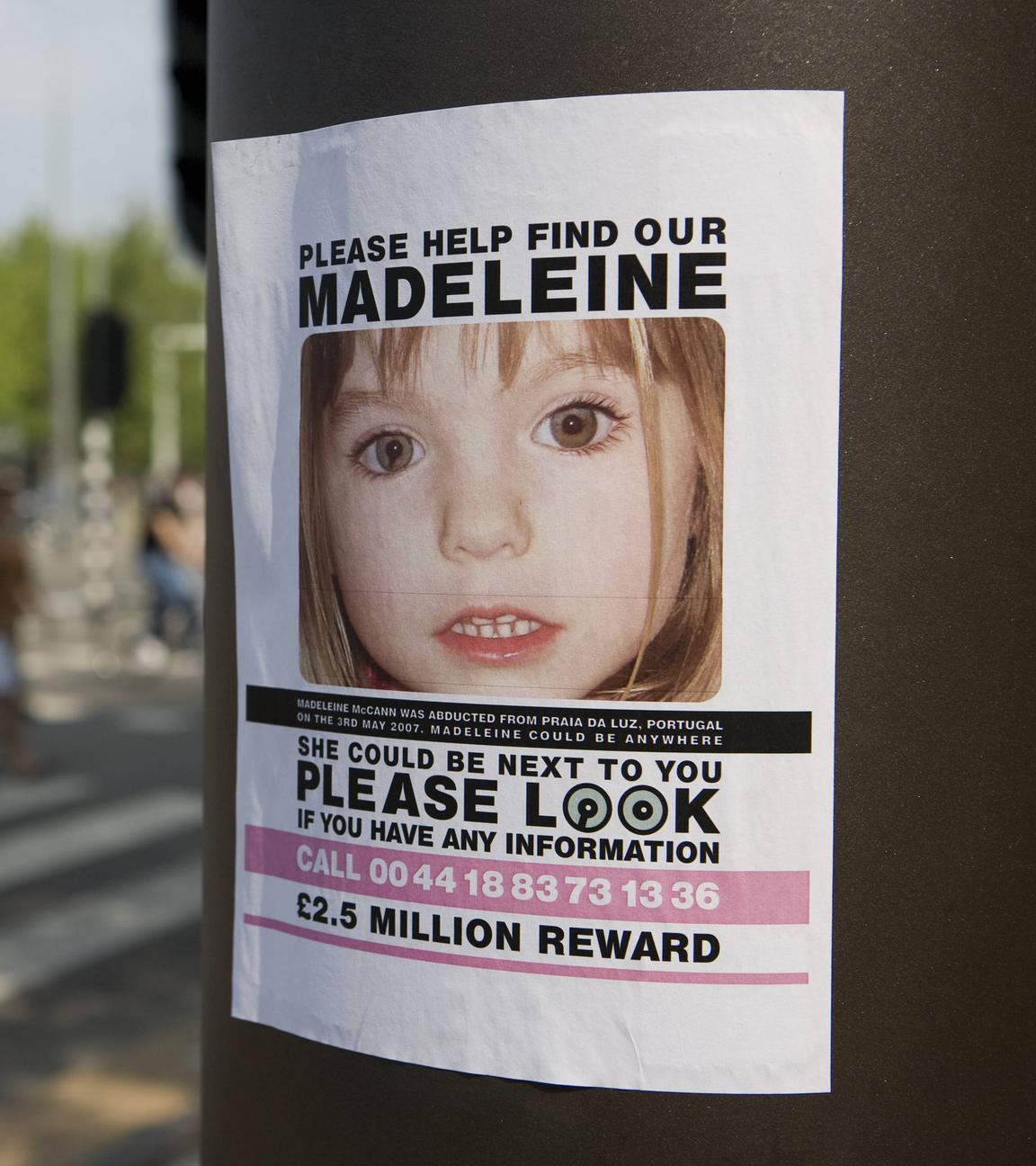 Ein Fahndungsplakat von Madeleine Mccann